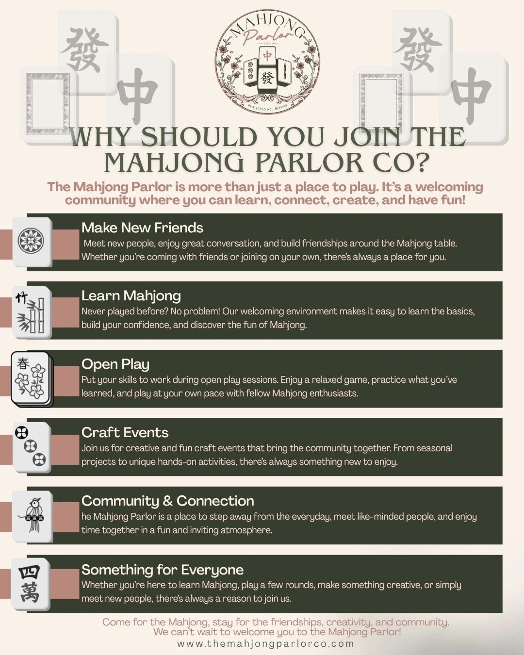 Benefits of joining The Mahjong Parlor Co membership in Denver